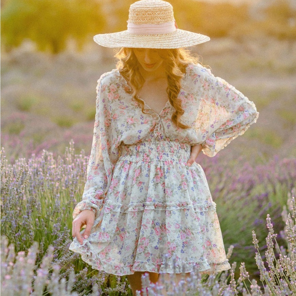 Floral Ruffled Midi Dress - Picture 2 of 11